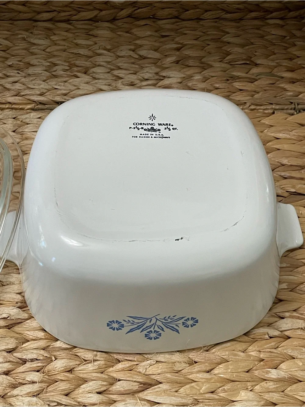 Corning Ware 2 1/2 Quart Dish with Pyrex Lid White‎ Blue